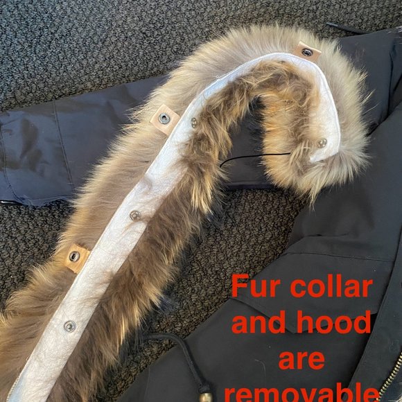 CONVERTIBLE 4 in 1 NATURAL FUR BLACK WATERPROOF PARKA WINTER COAT SIZE 8/10 - Picture 12 of 16